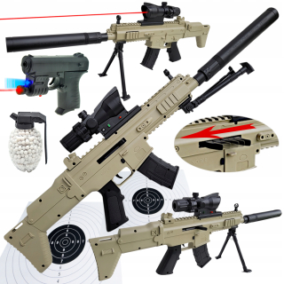 Scar útočná puška s BBs AIR SOFT GUN + pištoľ + 800 BB